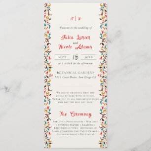 Programme Mariage Classique Rose Vert Jaune Floral Cygne Ois