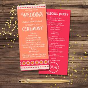 Programme Mariage coloré rose et orange de Boho rétro