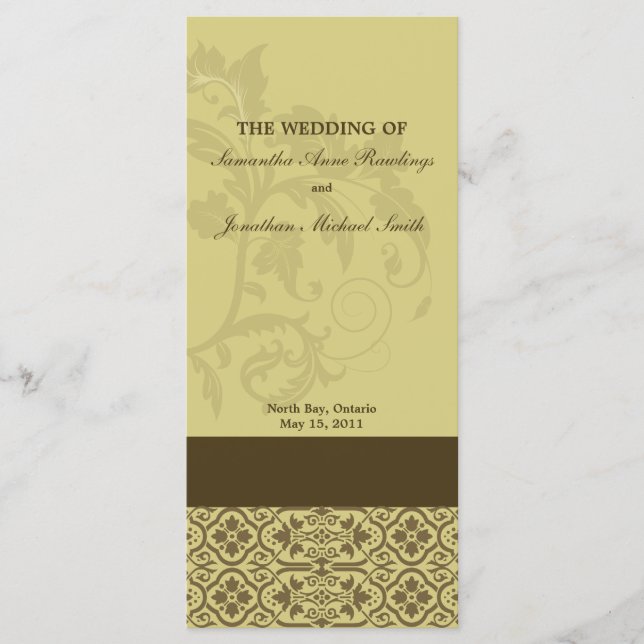 Programme mariage damassé - Gold & Brown Foliing (Devant)