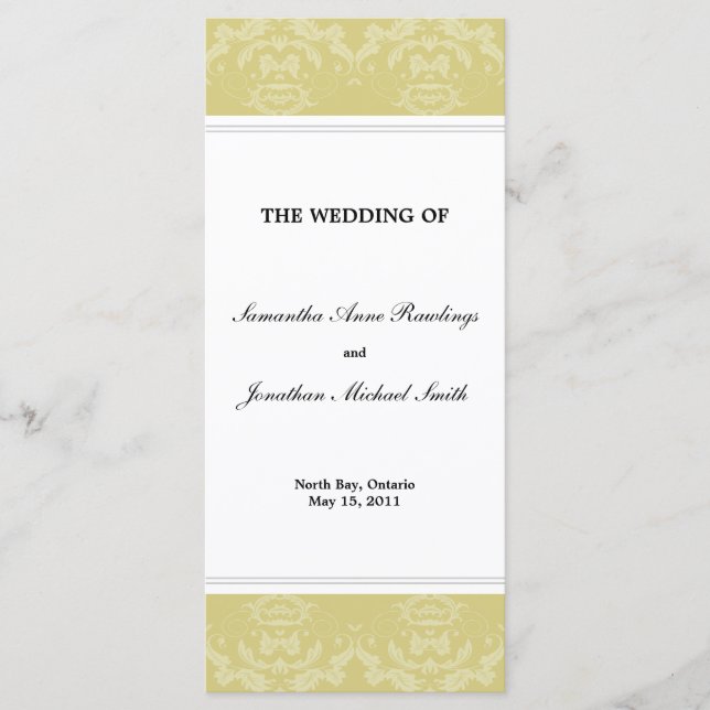 Programme mariage damassé - Mariage d'or (Devant)