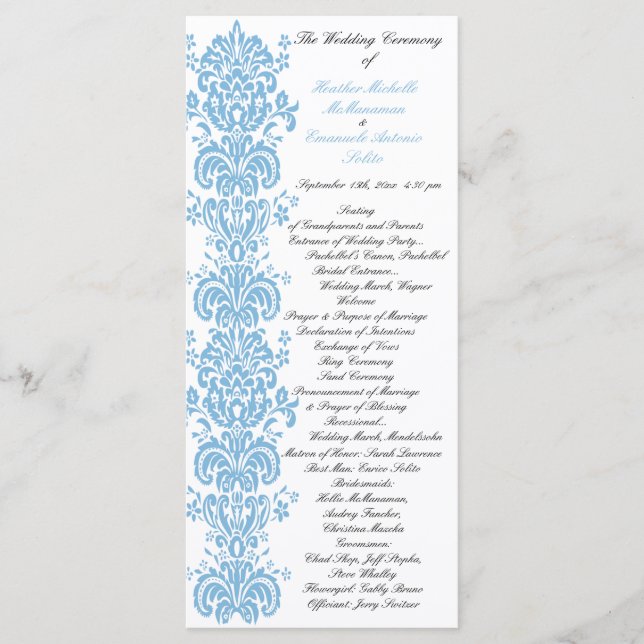 Programme Mariage damassé Placid Blue avec photo R (Devant)