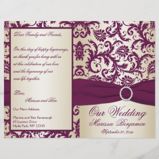 Programme Mariage damassé Plum and Champagne