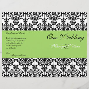 Programme Mariage damassé vert, noir et blanc
