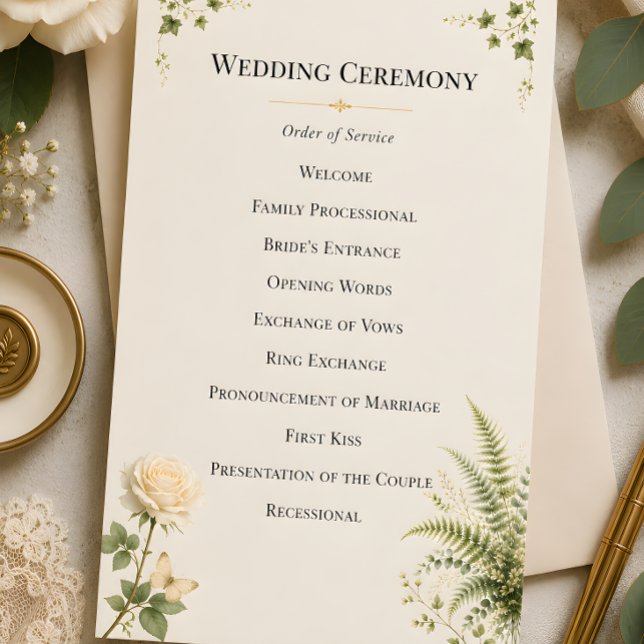 Programme Mariage dans un jardin secret de luxe (Mockups often vary compared to the original artwork so you can see ideas on placement of elements)