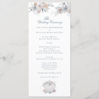 Programme Mariage d'aquarelle romantique à couronne florale