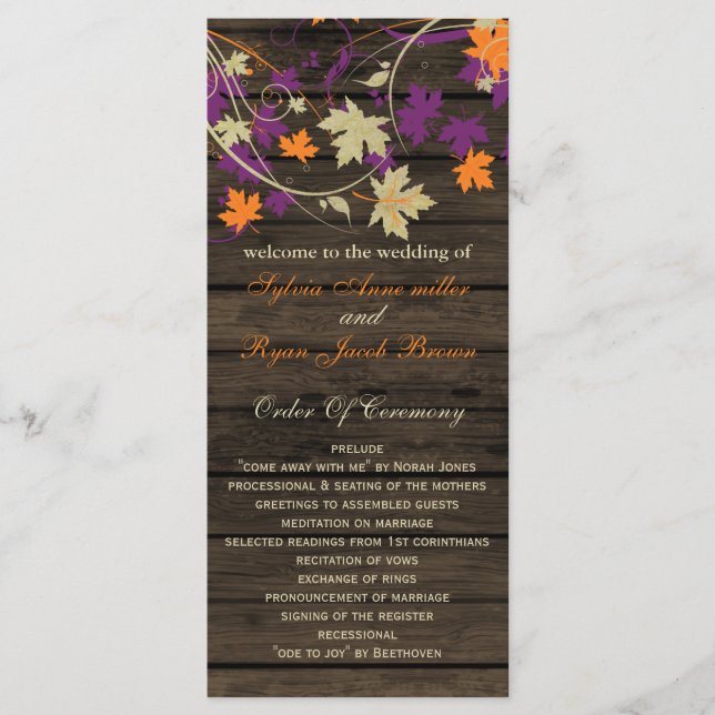 Programme Mariage de automne de prune de bois de barnwood pr (Devant)