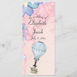 Programme Mariage de ballon à air chaud vintage