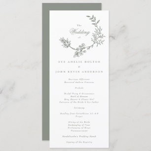 Programme Mariage de couronnes florales blanches Sage Green