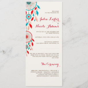 Programme Mariage de Dreamcatcher en plumes de la tribu Boho