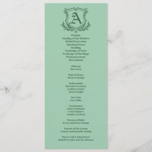 Programme Mariage de feuille de menthe rétro et de monogramm