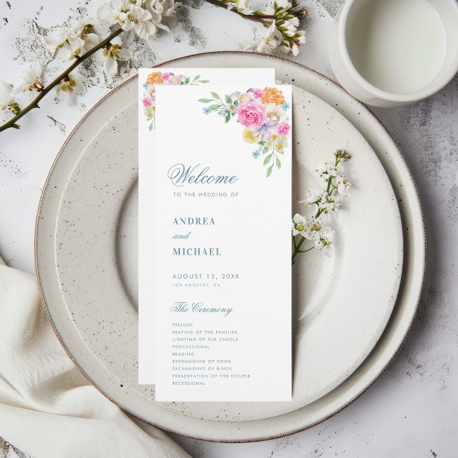 Programme Mariage de fleurs florales d'été rose bleu (Créateur téléchargé)