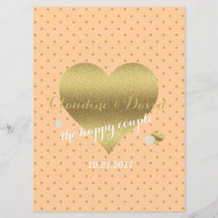 Programme Mariage De La Cérémonie Peach And Gold Polka Dot
