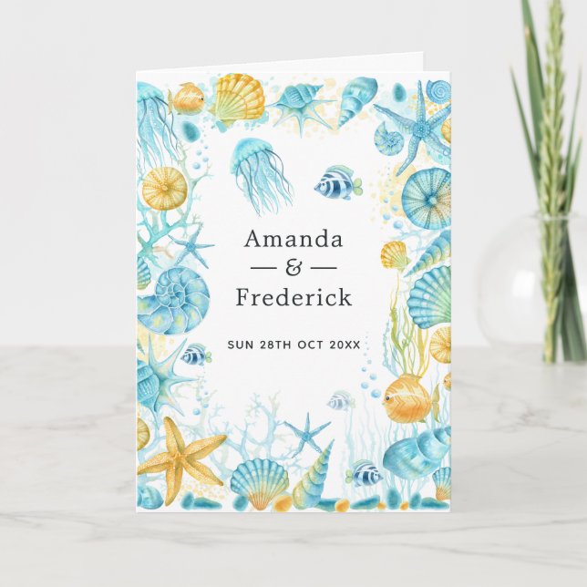 Programme Mariage de la vie marine bleu et jaune (Devant)