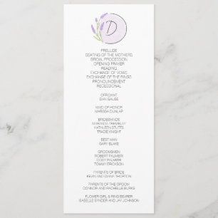 Programme Mariage de monogramme de lavande