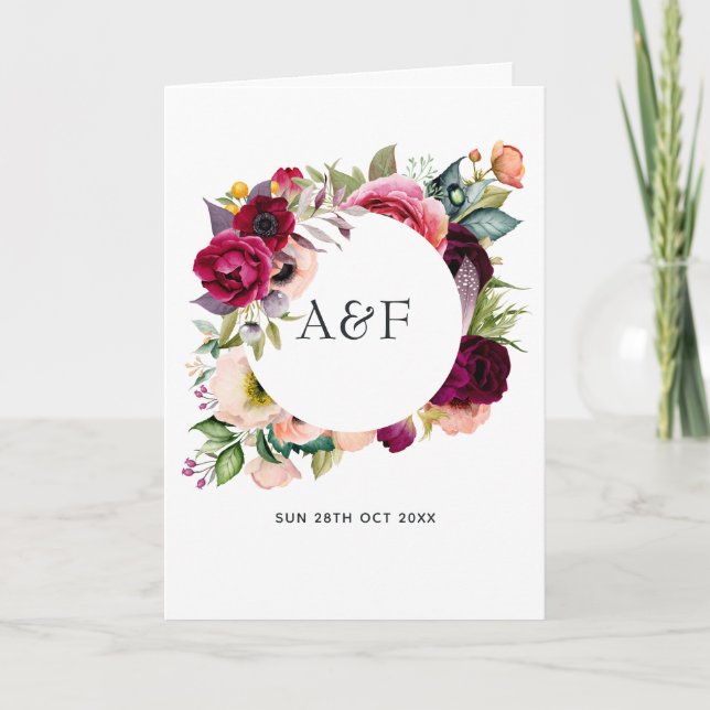 Programme Mariage de monogramme floral Boho (Devant)