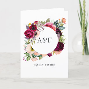 Programme Mariage de monogramme floral Boho
