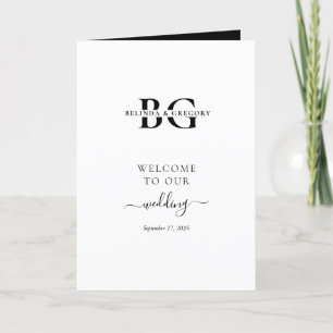 Programme Mariage de Monogramme noir blanc Ordre de service