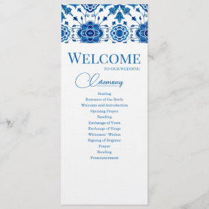 Programme Mariage de mosaïque bleu moderne été méditerranéen