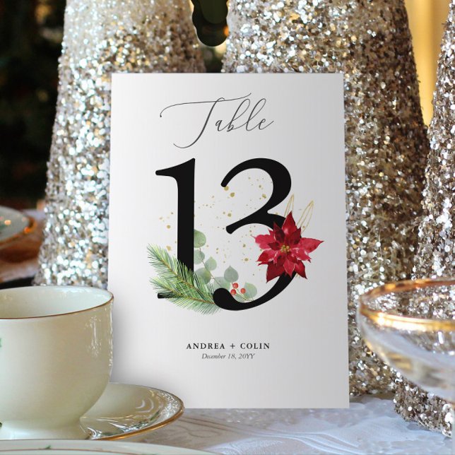 Programme Mariage de Noël botanique Numéro de tableau 13 (Botanical Christmas Wedding / Event Table Number | No. 13 (For all numbers, see Collection below))