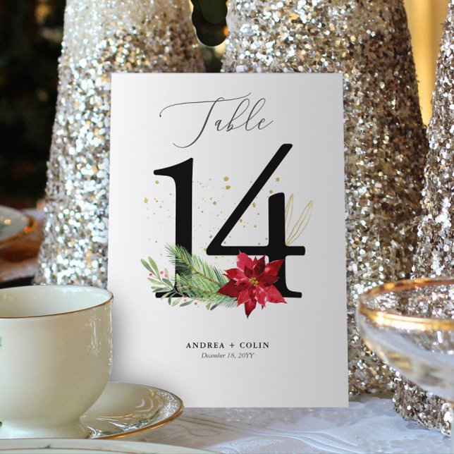 Programme Mariage de Noël botanique Numéro de tableau 14 (Botanical Christmas Wedding / Event Table Number | No. 14 (For all numbers, see Collection below))