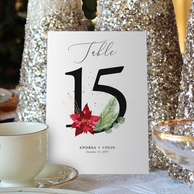 Programme Mariage de Noël botanique Numéro de tableau 15 (Botanical Christmas Wedding /Event Table Number | No. 15 (For all numbers, see Collection below))