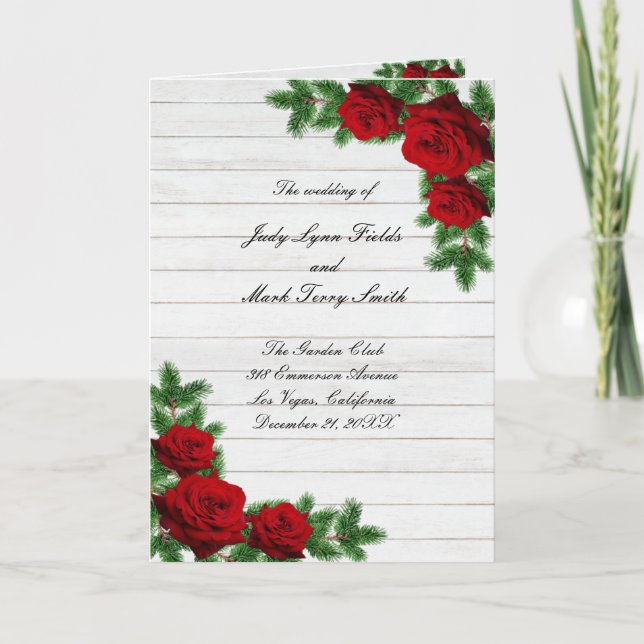 Programme Mariage de Noël de la branche des roses rouges et  (Devant)