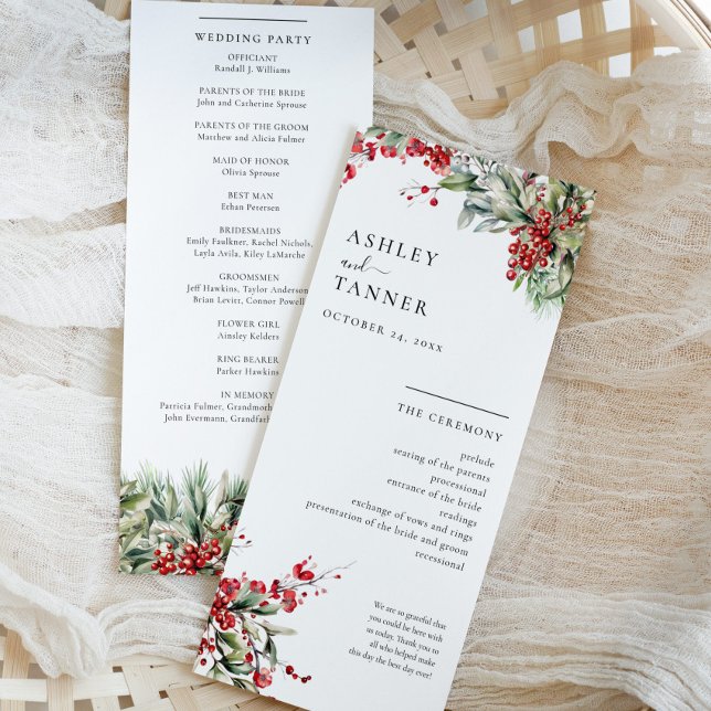 Programme Mariage de Noël hivernal floral élégant (Créateur téléchargé)