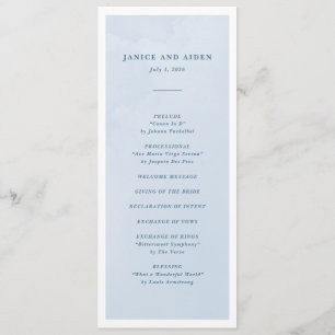 Programme Mariage de nuage d'aquarelle bleu enchantant