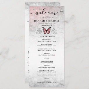 Programme Mariage de papillon argenté et rose