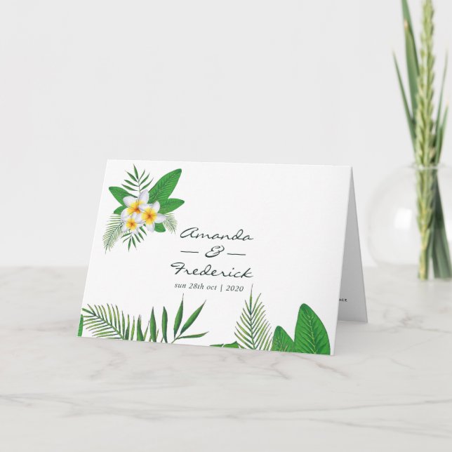 Programme Mariage de plage aux feuilles tropicales aquarelle (Devant)