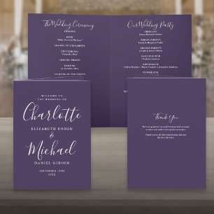 Programme Mariage de script de signature Purple Elegant
