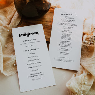 Programme Mariage de script rétro vintage