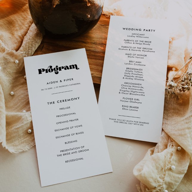 Programme Mariage de script rétro vintage (Créateur téléchargé)