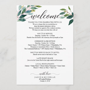 Programme Mariage de script vert accueil Mariage d'itinérair