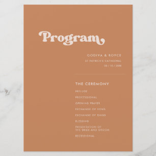 Programme Mariage de sucre brun rétro élégant
