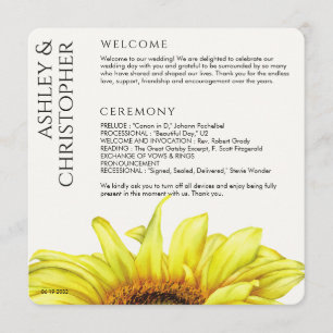 Programme Mariage de tournesol rustique moderne