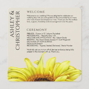 Programme Mariage de tournesol rustique moderne