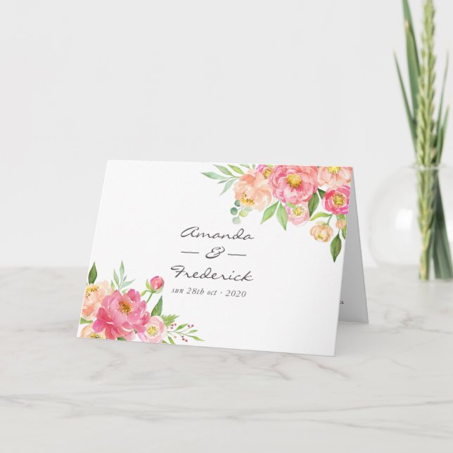 Programme Mariage des pivoines aquarelles (Devant)