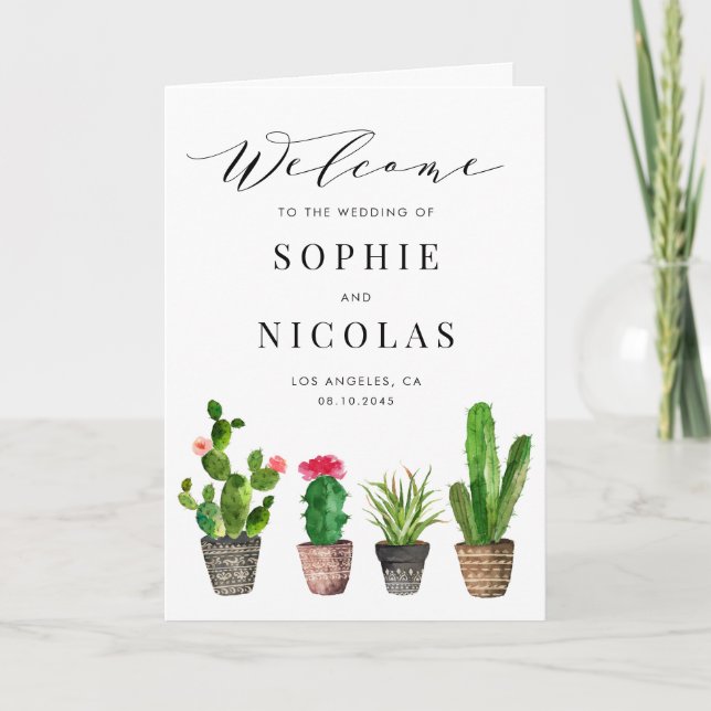 Programme Mariage d'été avec des succulents et des cactus en (Devant)