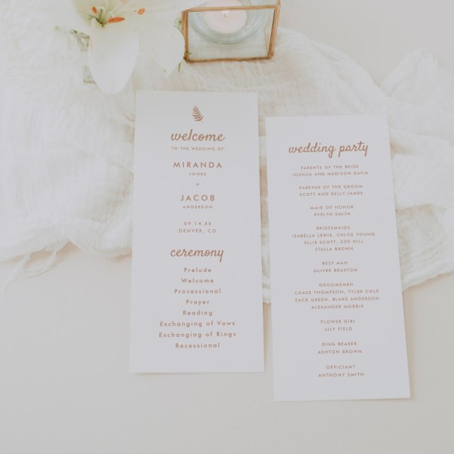 Programme Mariage d'été Moderne Feuille de Palmier Beige (Créateur téléchargé)