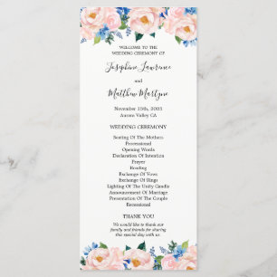 Programme Mariage d'Eucalyptus rose pâle bleu foncé