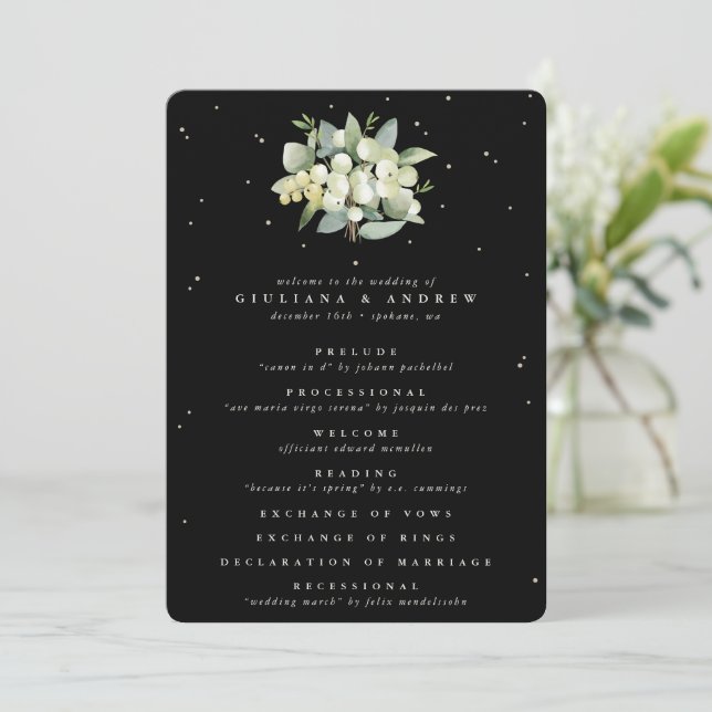 Programme Mariage d'hiver Elégant Black Snowberry+Eucalyptus (Debout devant)