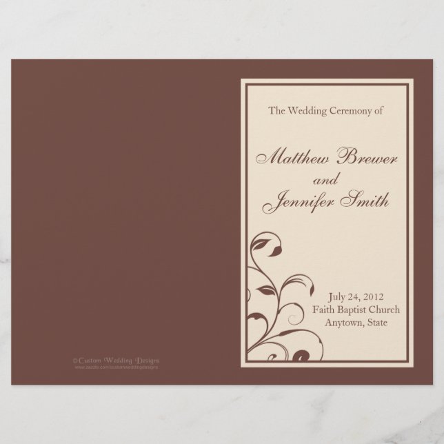 Programme mariage d'ordre de service et de cérémon (Devant)