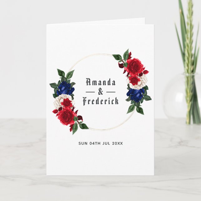 Programme Mariage du 4 juillet Rouge Blanc et Bleu (Devant)