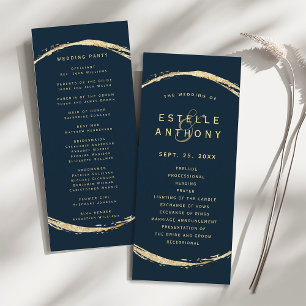 Programme Mariage du cadre du cercle d'or bleu marine