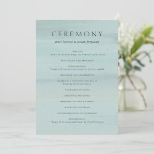 Programme Mariage élégant à l'aquarelle verte moderne