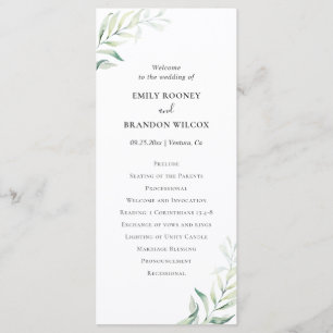 Programme Mariage élégant au vert de sauge et à l'eucalyptus