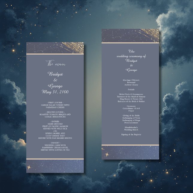Programme mariage élégant bleu galaxie ciel (Créateur téléchargé)