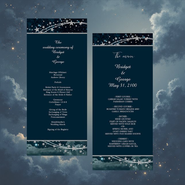 Programme mariage élégant bleu galaxie ciel (Créateur téléchargé)