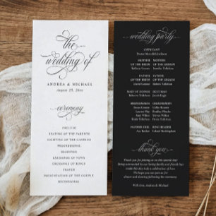 Programme Mariage Élégant Calligraphie Ancienne Fortune